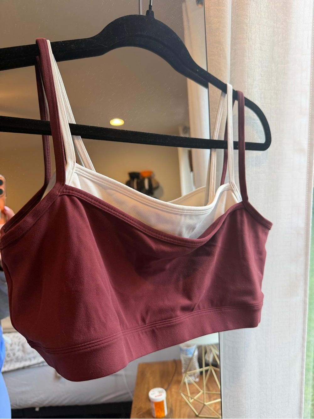 Abercrombie & Fitch YPB Burgundy and Cream Sports Bra